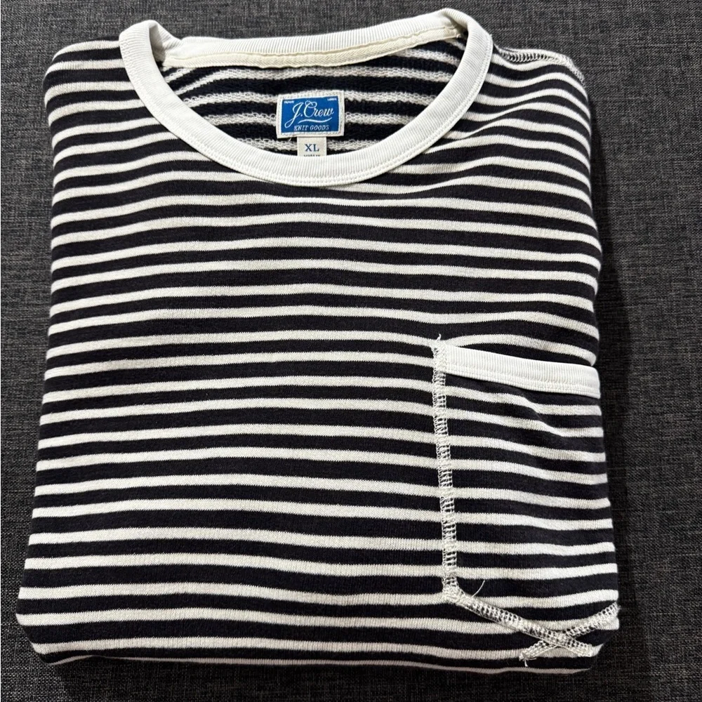 J.Crew Lightweight Sunfaded French Terry Sweatshirt in Stripe Size XL